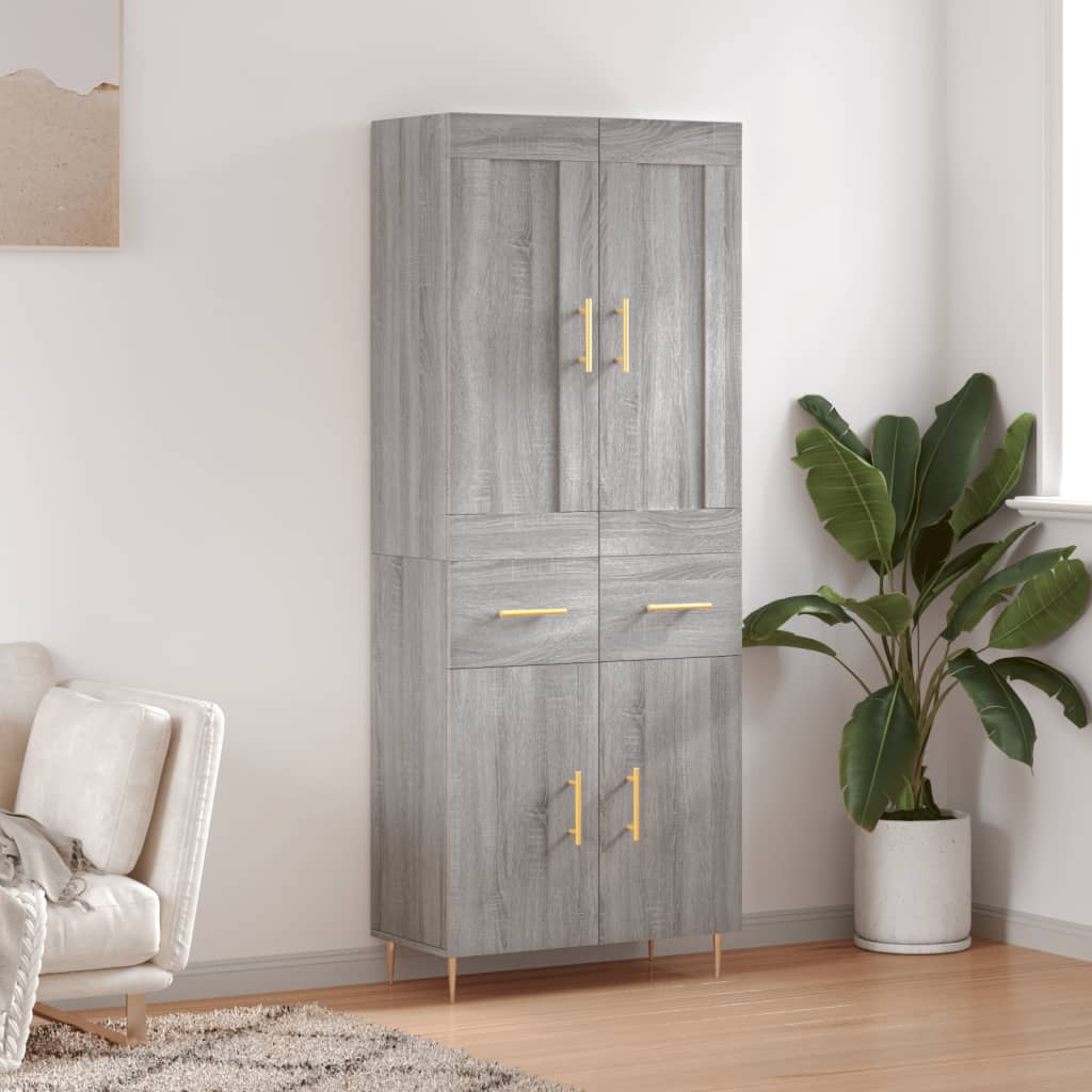 Highboard Grau Sonoma 69,5x34x180 cm Holzwerkstoff