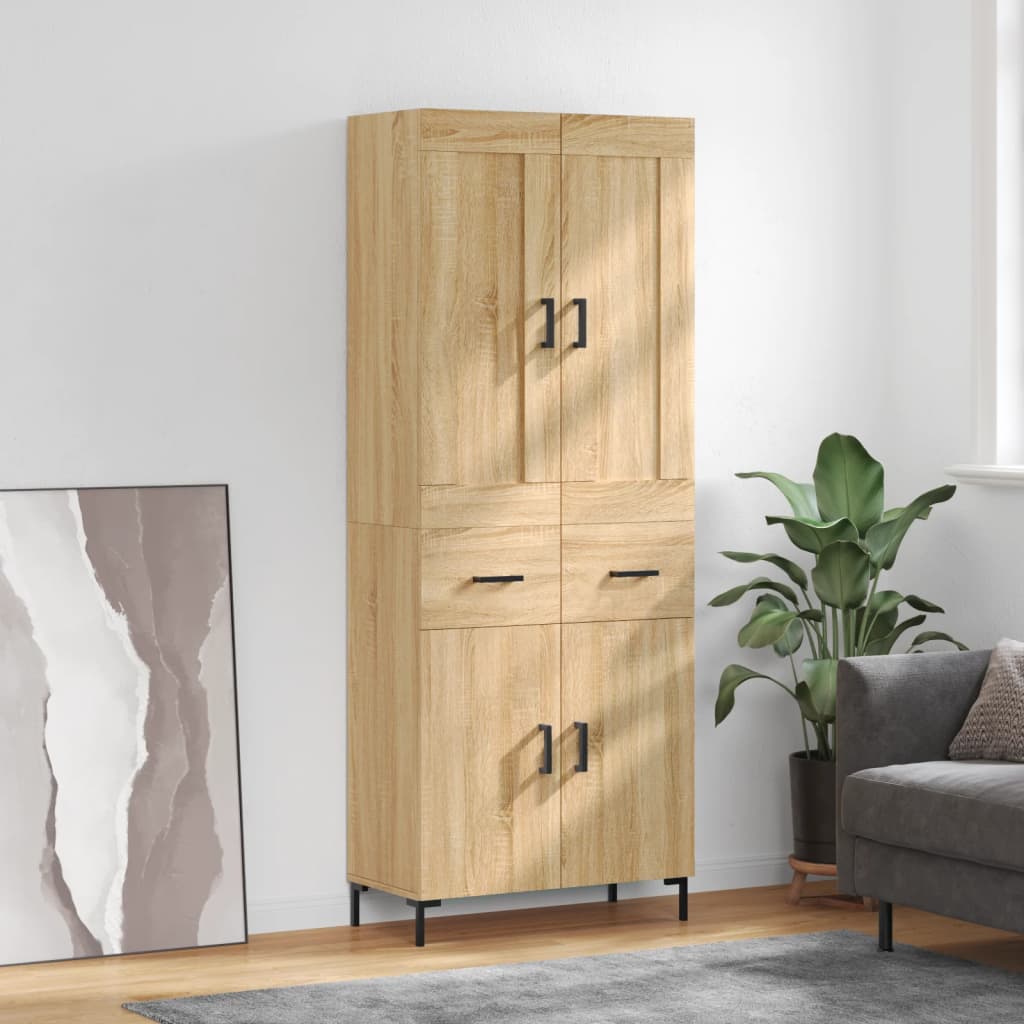Highboard Sonoma-Eiche 69,5x34x180 cm Holzwerkstoff