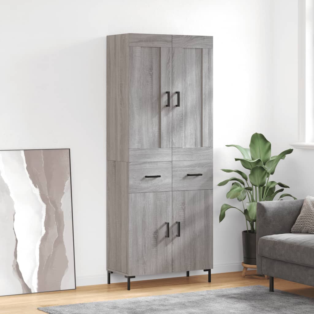 Highboard Grau Sonoma 69,5x34x180 cm Holzwerkstoff