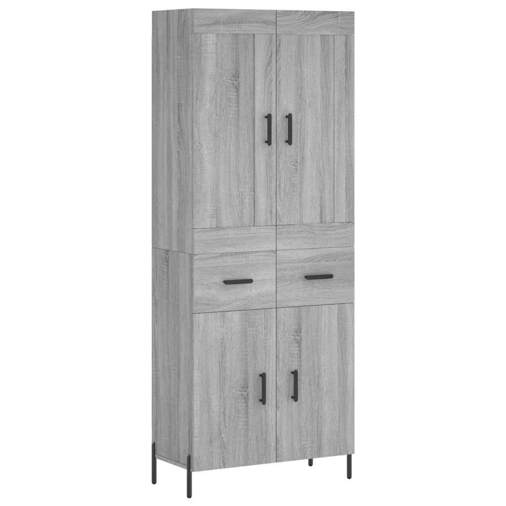 Highboard Grau Sonoma 69,5x34x180 cm Holzwerkstoff