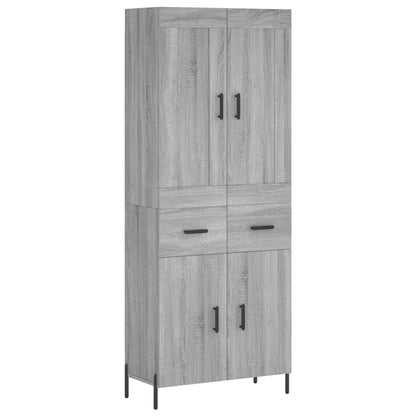 Highboard Grau Sonoma 69,5x34x180 cm Holzwerkstoff