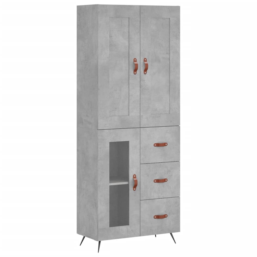 Highboard Betongrau 69,5x34x180 cm Holzwerkstoff