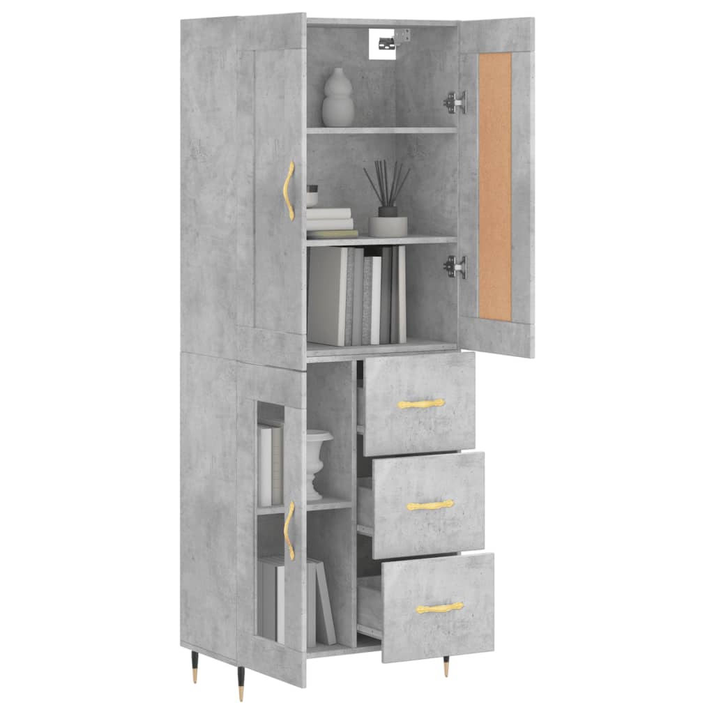 Highboard Betongrau 69,5x34x180 cm Holzwerkstoff