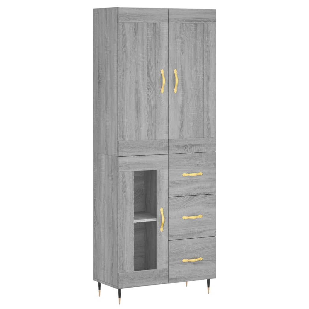 Highboard Grau Sonoma 69,5x34x180 cm Holzwerkstoff