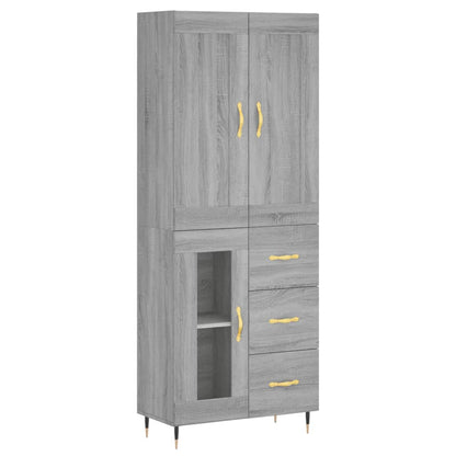 Highboard Grau Sonoma 69,5x34x180 cm Holzwerkstoff