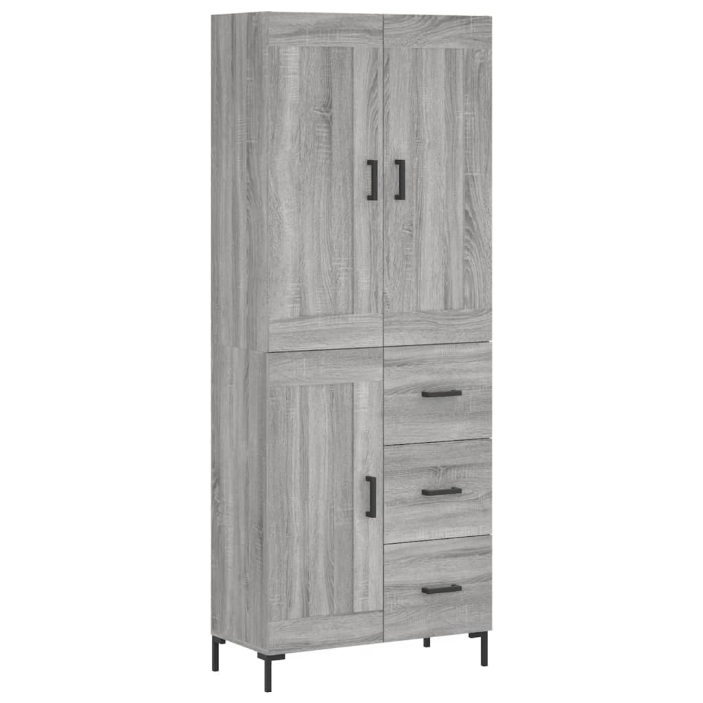 Highboard Grau Sonoma 69,5x34x180 cm Holzwerkstoff