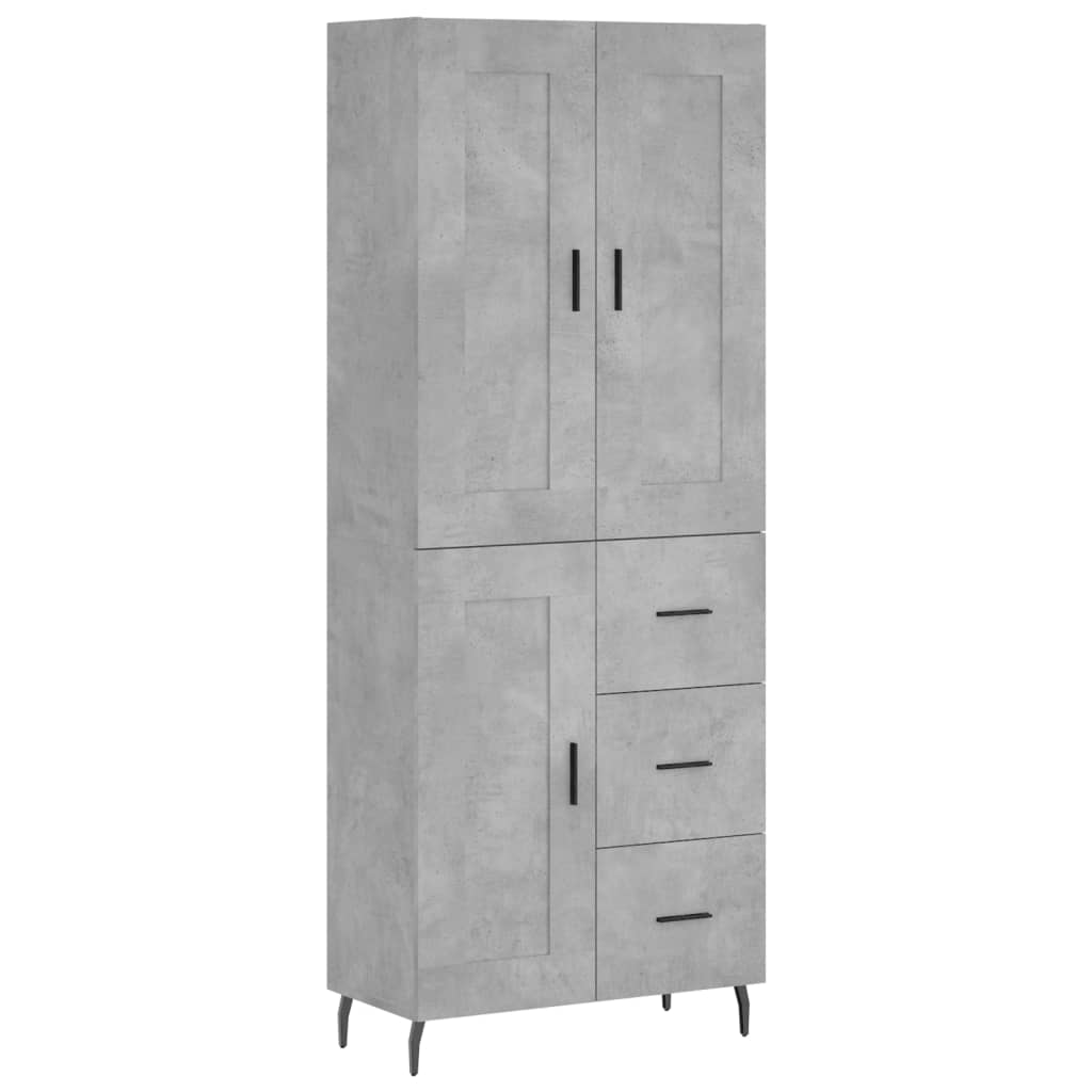 Highboard Betongrau 69,5x34x180 cm Holzwerkstoff
