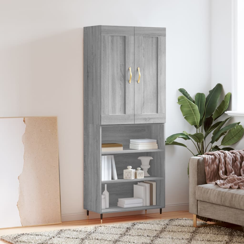 Highboard Grau Sonoma 69,5x34x180 cm Holzwerkstoff
