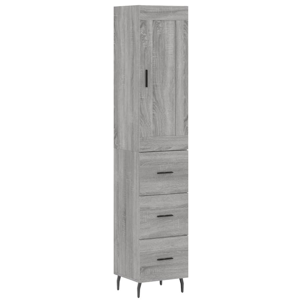 Highboard Grau Sonoma 34,5x34x180 cm Holzwerkstoff