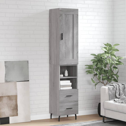Highboard Grau Sonoma 34,5x34x180 cm Holzwerkstoff