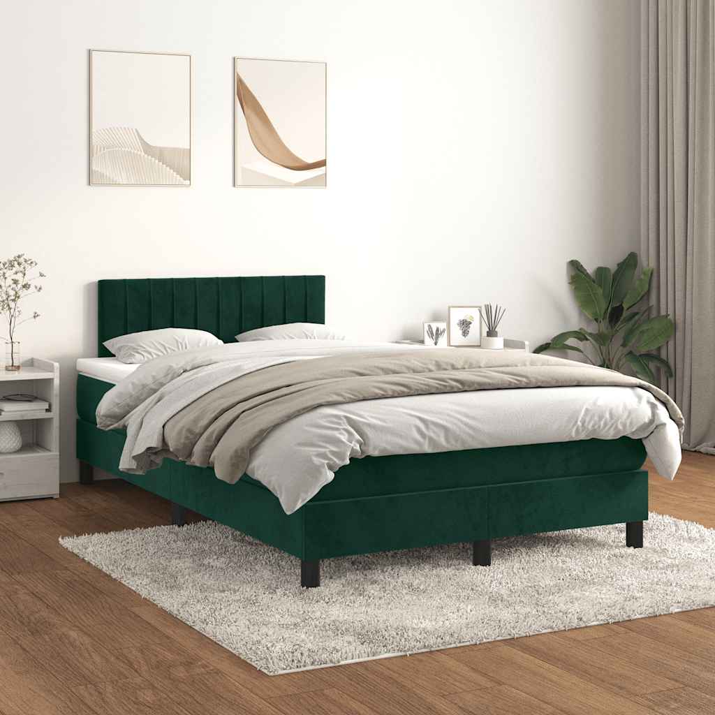 Boxspringbett mit Matratze Dunkelgrün 120x200 cm Samt