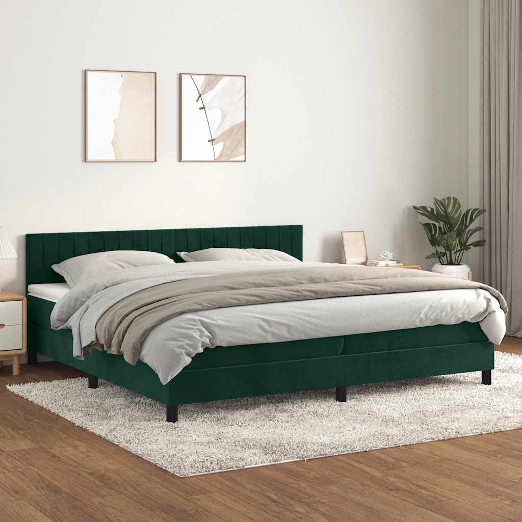 Boxspringbett mit Matratze Dunkelgrün 200x200 cm Samt