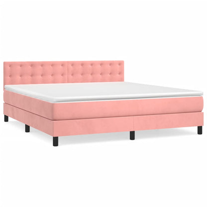 Boxspringbett mit Matratze Rosa 160x200 cm Samt