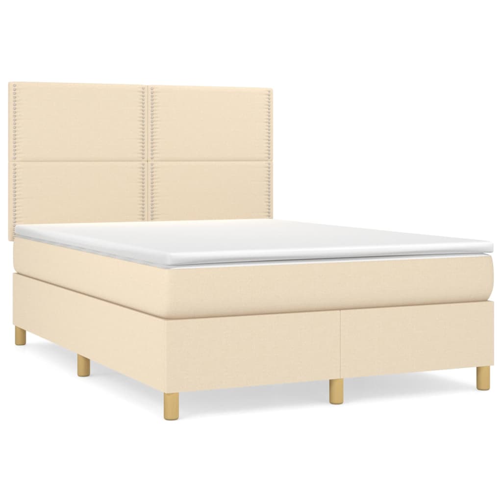 Boxspringbett mit Matratze Creme 140x190 cm Stoff