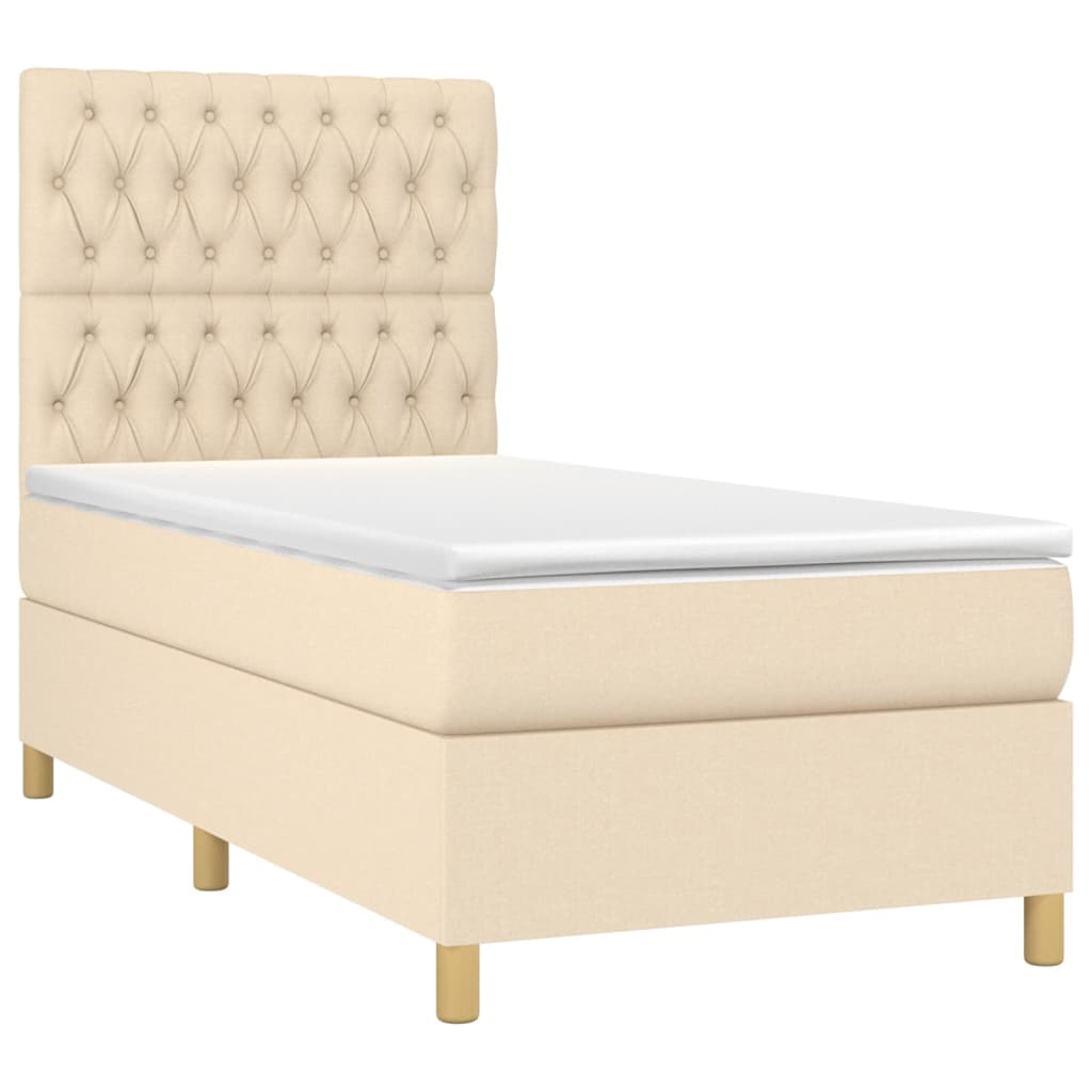 Boxspringbett mit Matratze Creme 100x200 cm Stoff