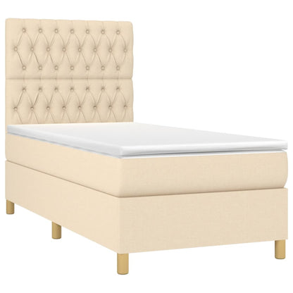 Boxspringbett mit Matratze Creme 100x200 cm Stoff