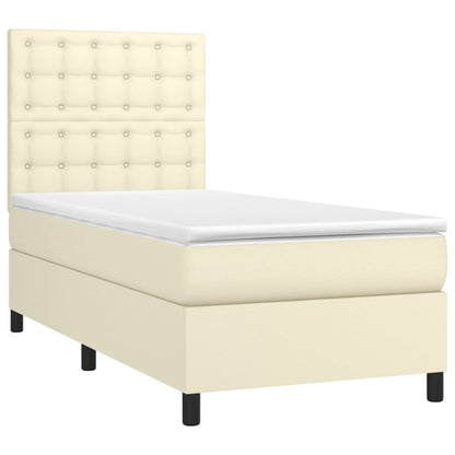 Boxspringbett mit Matratze Creme 100x200 cm Kunstleder