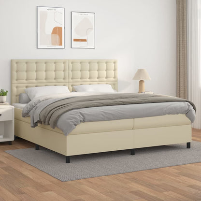 Boxspringbett mit Matratze Creme 200x200 cm Kunstleder