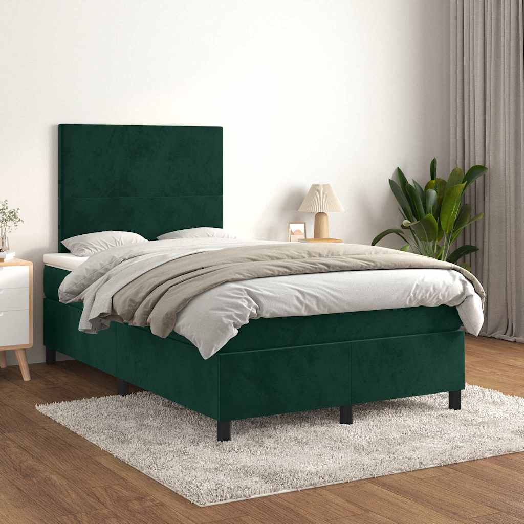 Boxspringbett mit Matratze Dunkelgrün 120x200 cm Samt