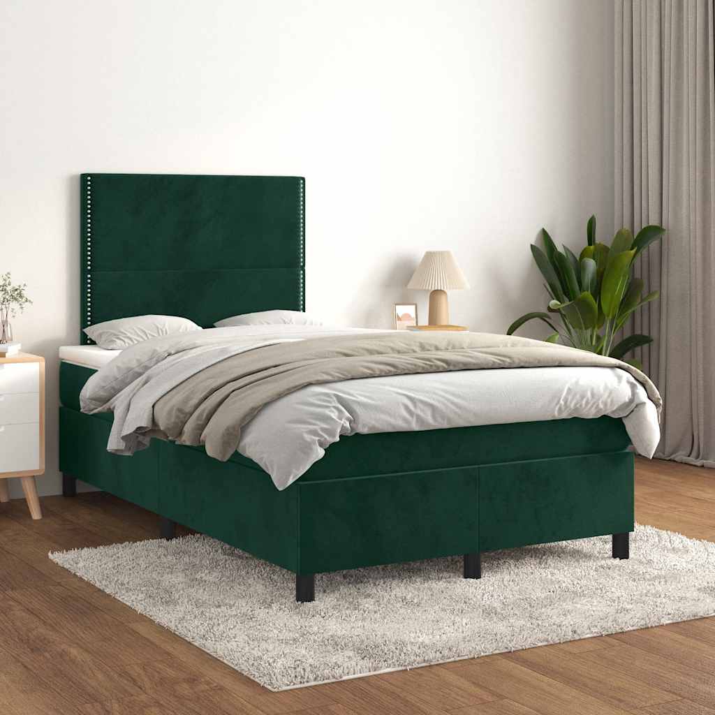 Boxspringbett mit Matratze Dunkelgrün 120x200 cm Samt