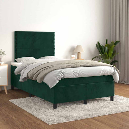 Boxspringbett mit Matratze Dunkelgrün 120x200 cm Samt