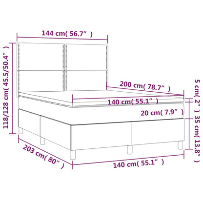 Boxspringbett mit Matratze Dunkelgrau 140x200 cm Samt