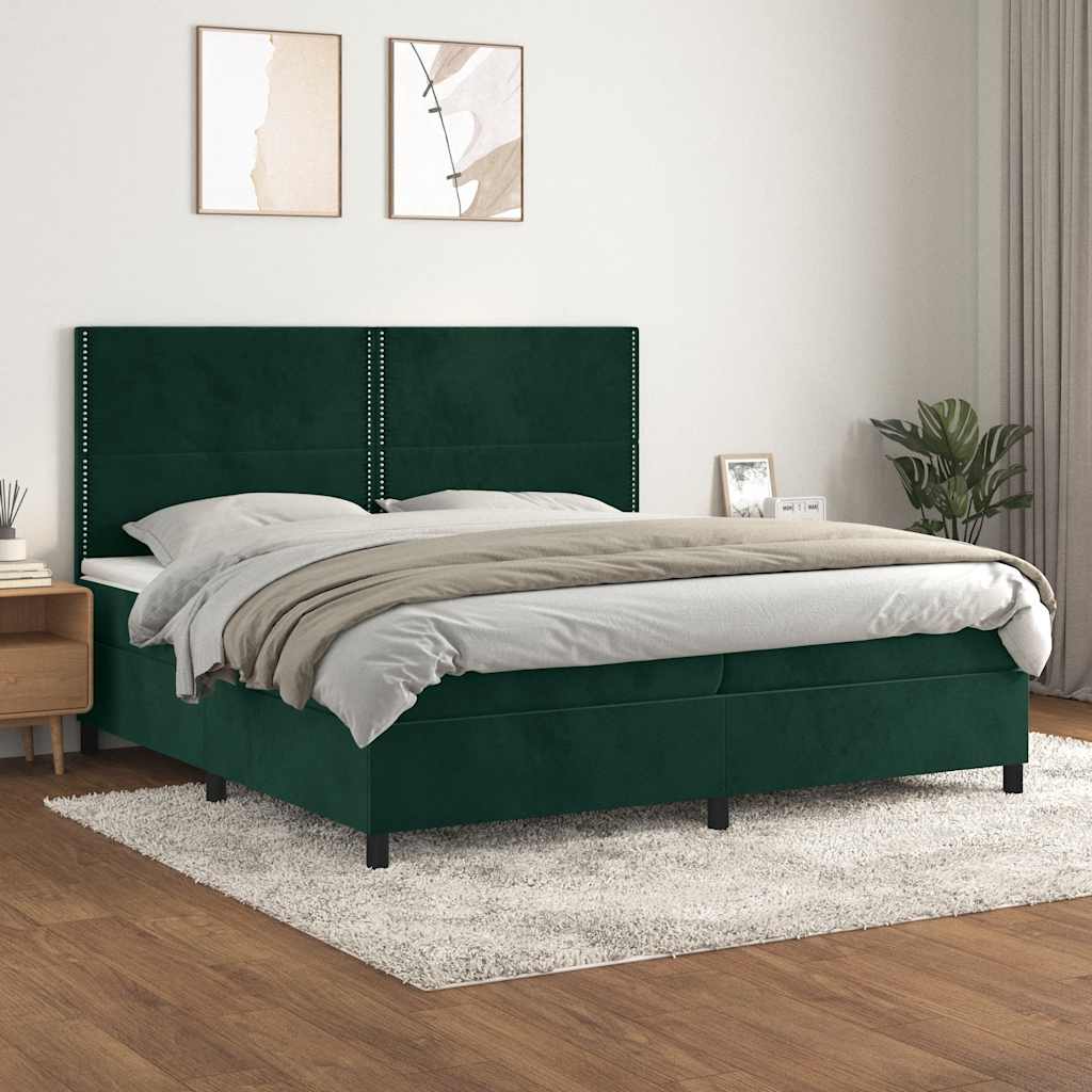 Boxspringbett mit Matratze Dunkelgrün 200x200 cm Samt
