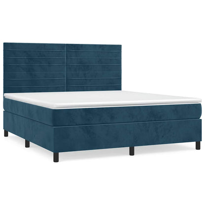 Boxspringbett mit Matratze Dunkelblau 180x200 cm Samt