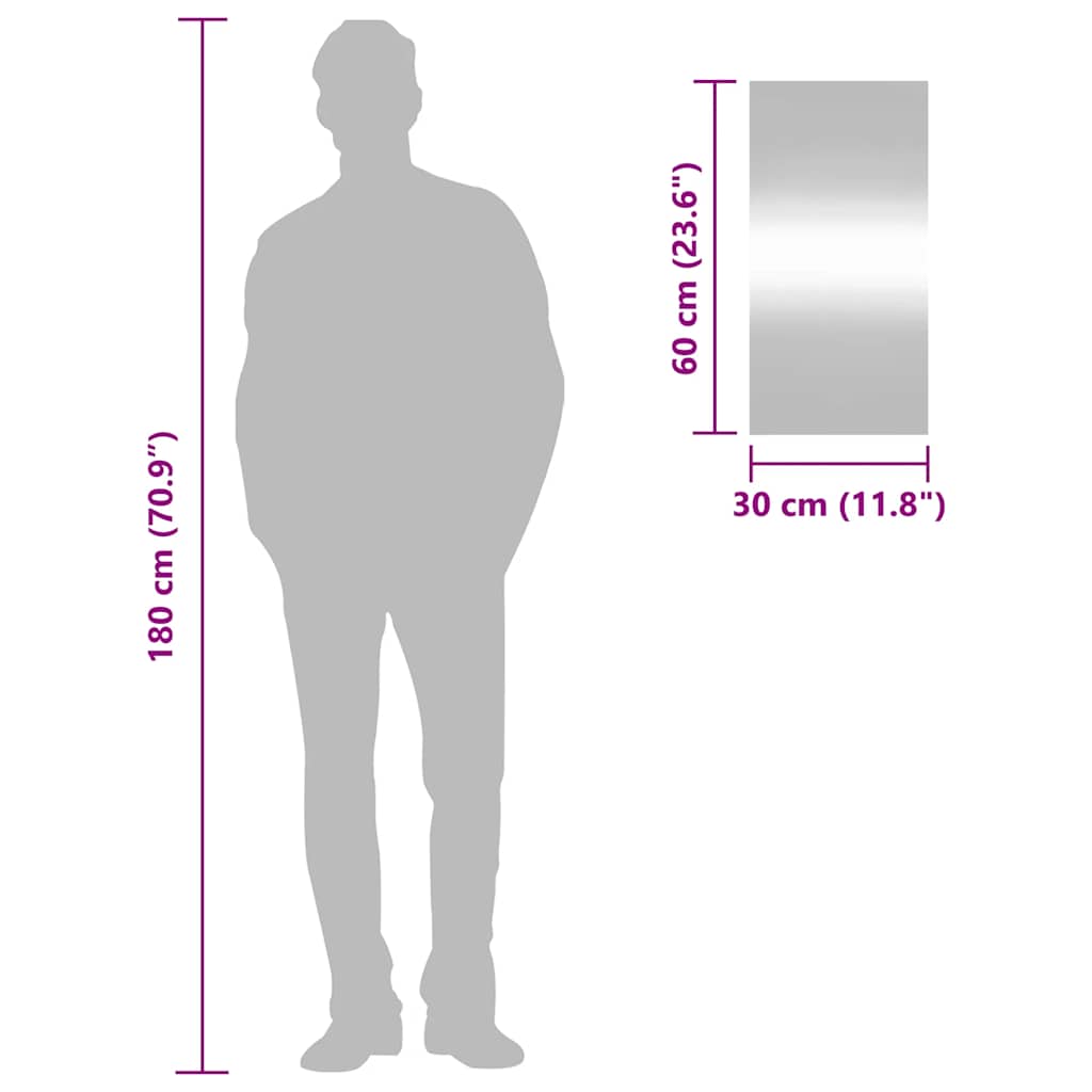 Wandspiegel 30x60 cm Glas Rechteckig