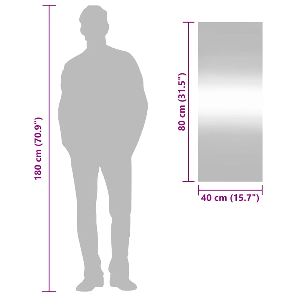 Wandspiegel 40x100 cm Glas Rechteckig