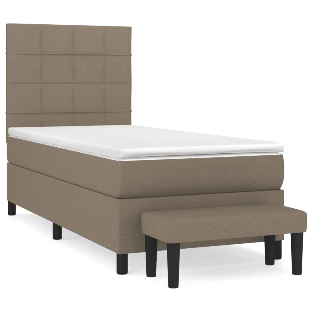 Boxspringbett mit Matratze Taupe 100x200 cm Stoff