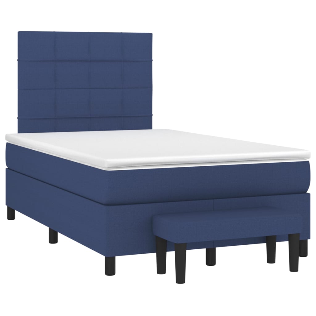 Boxspringbett mit Matratze Blau 120x200 cm Stoff