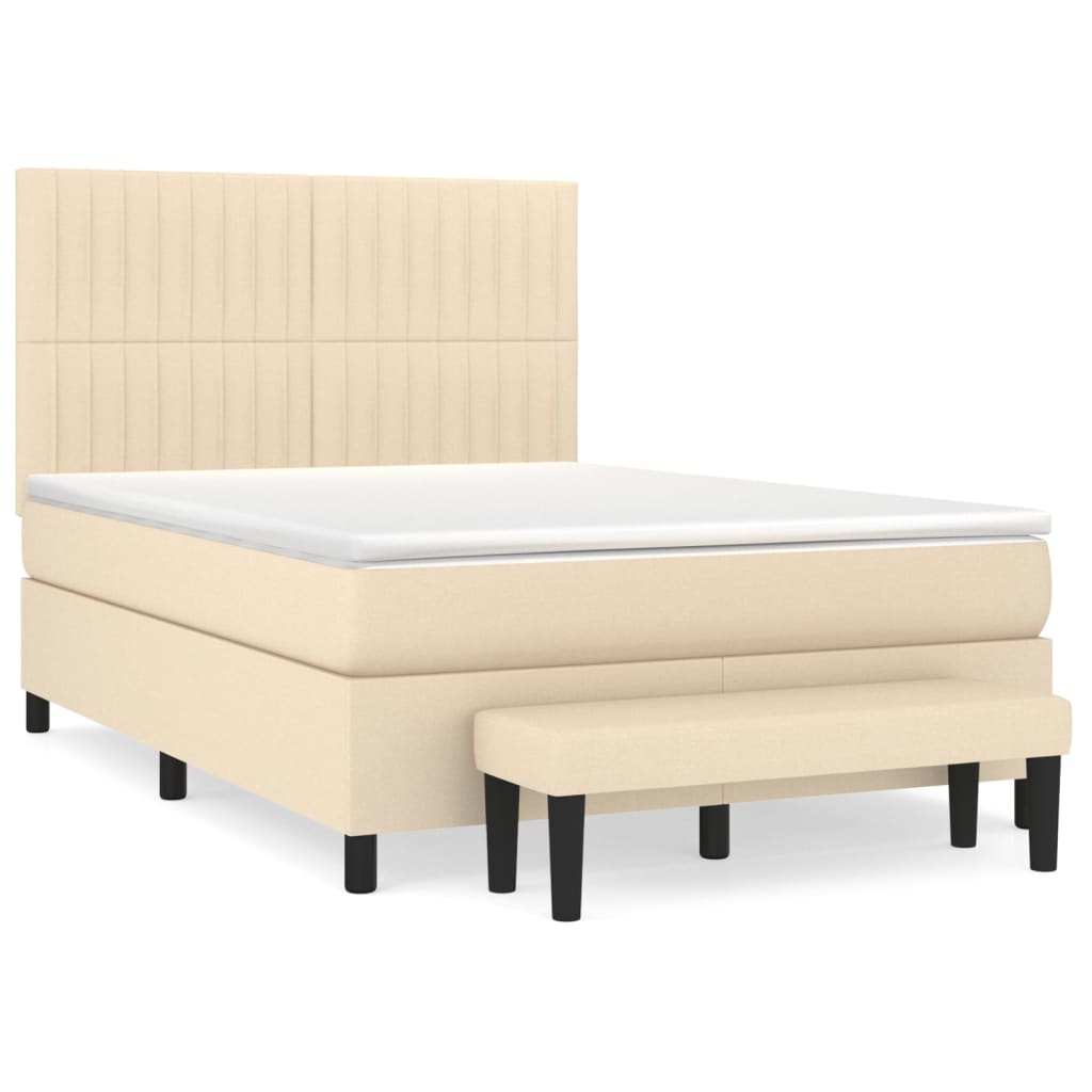 Boxspringbett mit Matratze Creme 140x200 cm Stoff