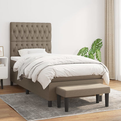 Boxspringbett mit Matratze Taupe 90x190 cm Stoff