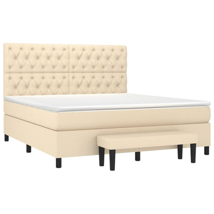 Boxspringbett mit Matratze Creme 160x200 cm Stoff