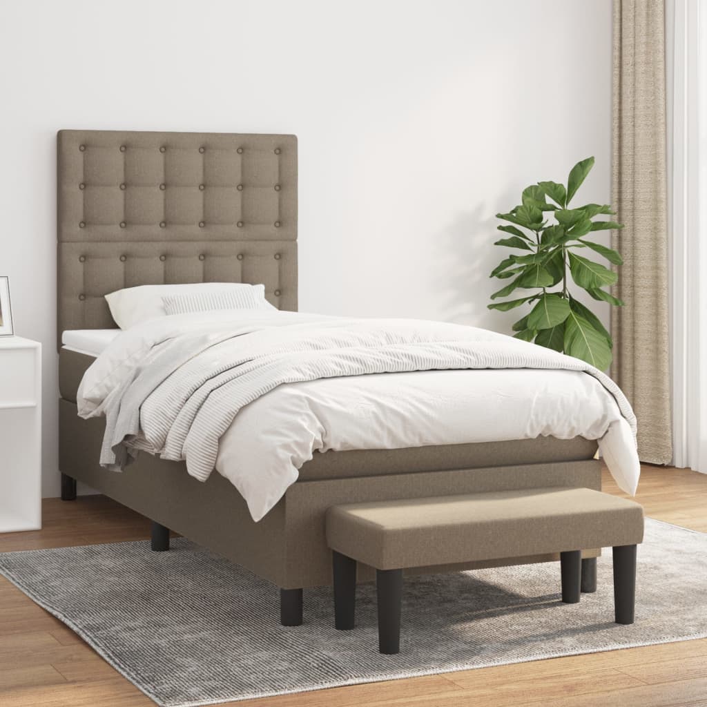 Boxspringbett mit Matratze Taupe 90x190 cm Stoff