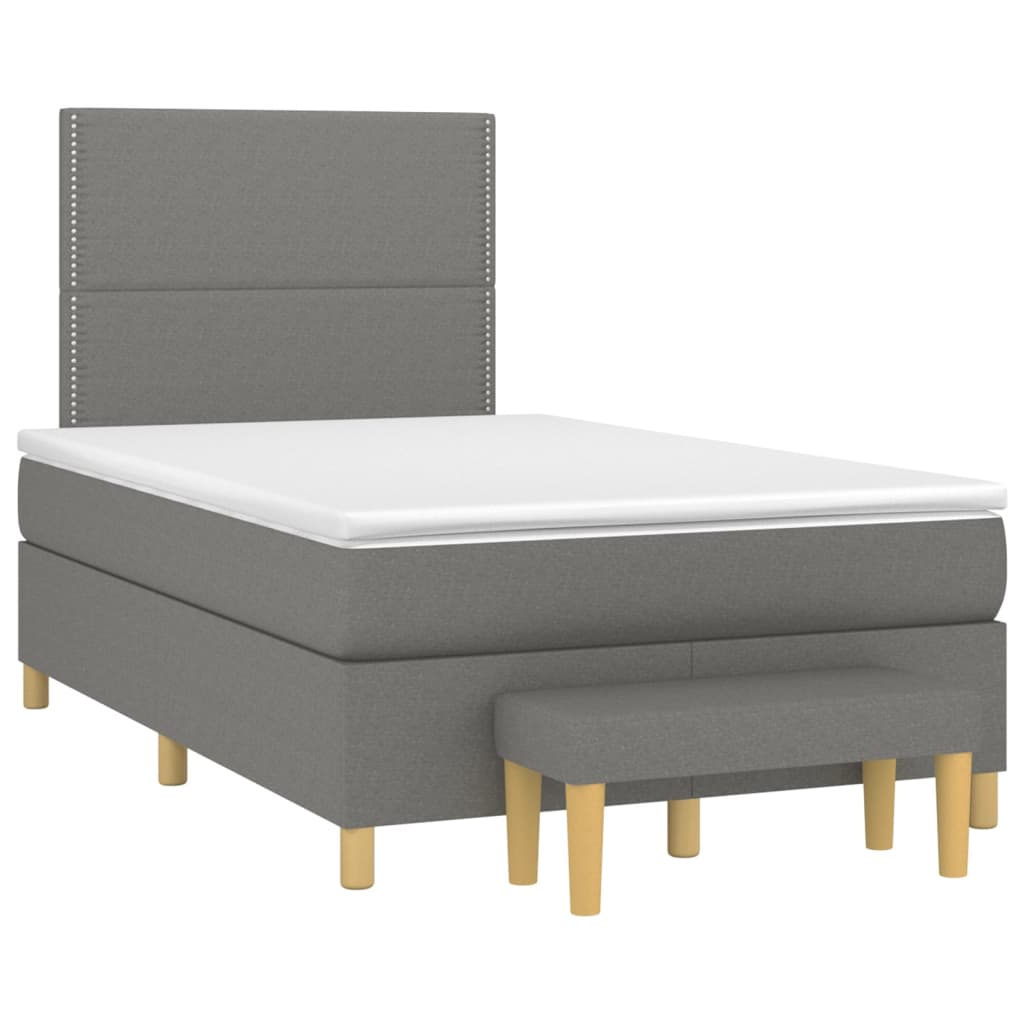 Boxspringbett mit Matratze Dunkelgrau 120x200 cm Stoff