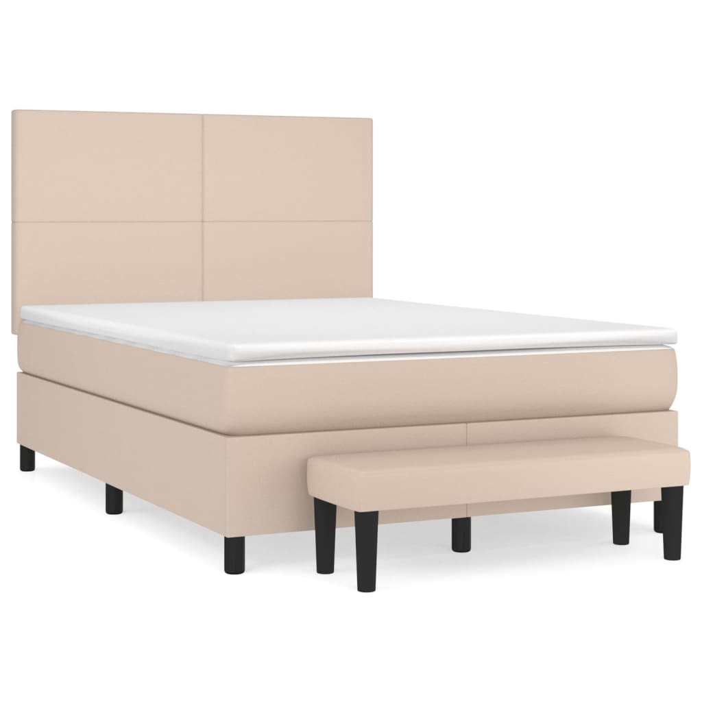 Boxspringbett Matratze Cappuccino-Braun 140x190cm Kunstleder