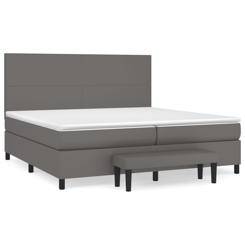 Boxspringbett mit Matratze Grau 200x200 cm Kunstleder