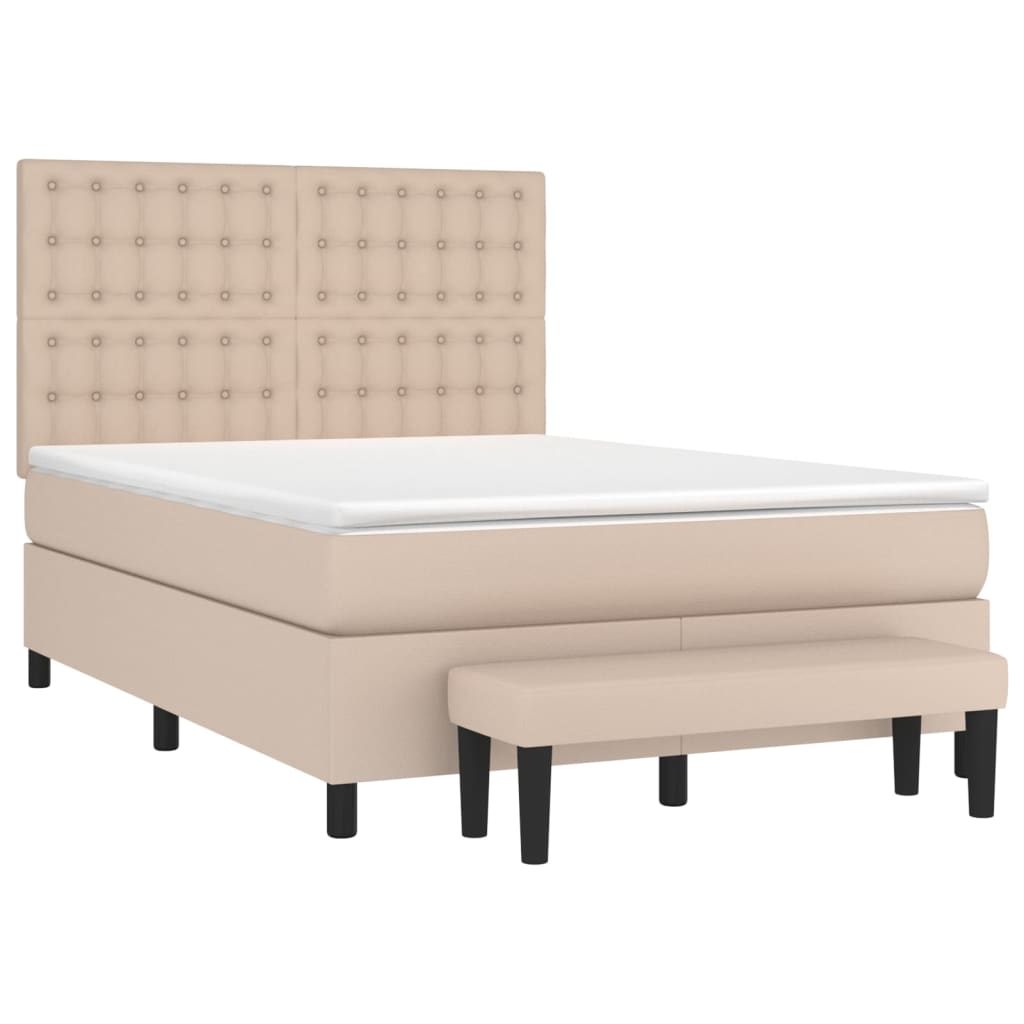 Boxspringbett Matratze Cappuccino-Braun 140x190cm Kunstleder