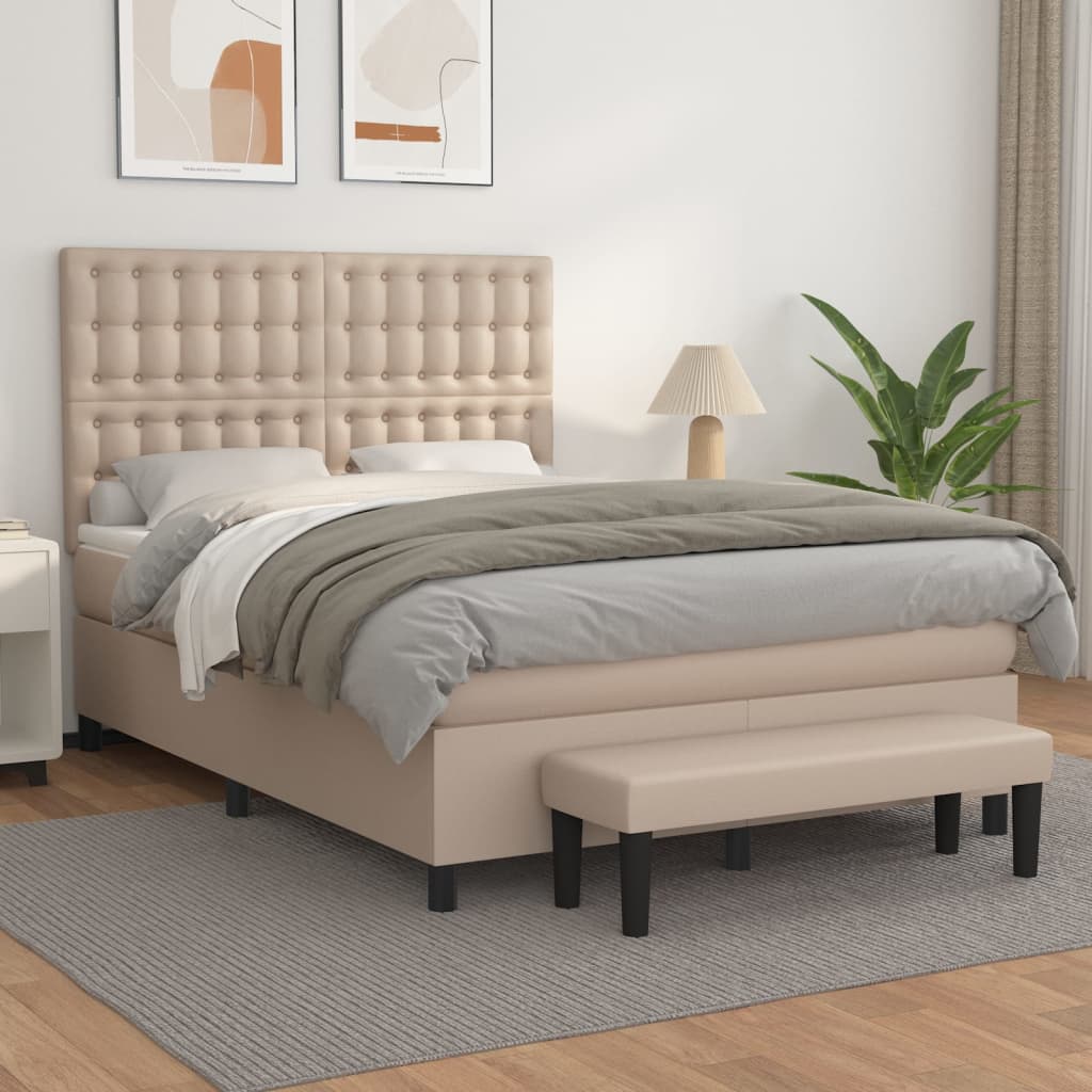 Boxspringbett Matratze Cappuccino-Braun 140x190cm Kunstleder