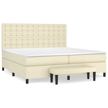 Boxspringbett mit Matratze Creme 200x200 cm Kunstleder
