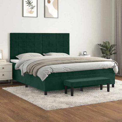 Boxspringbett mit Matratze Dunkelgrün 180x200 cm Samt