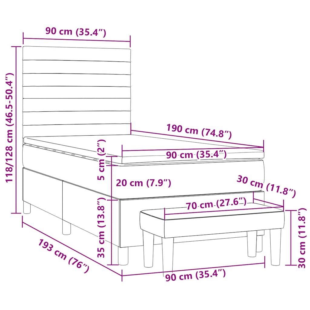 Boxspringbett mit Matratze Dunkelgrün 90x190 cm Samt