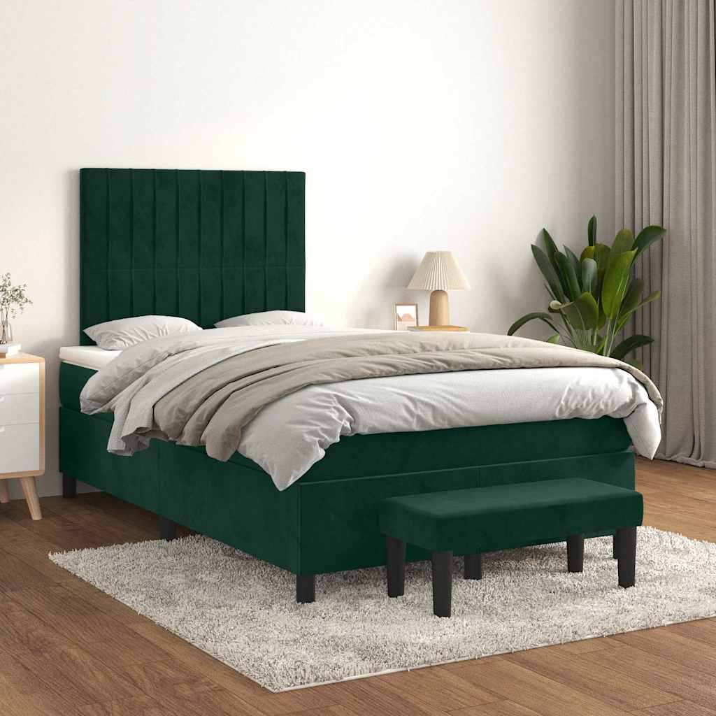 Boxspringbett mit Matratze Dunkelgrün 120x200 cm Samt