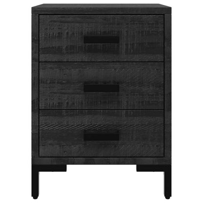 Nachttische 2 Stk. Schwarz 40x30x55 cm Massivholz Kiefer