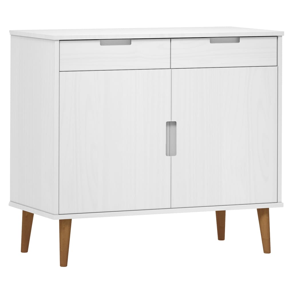Sideboard MOLDE Weiß 90x40x80 cm Massivholz Kiefer