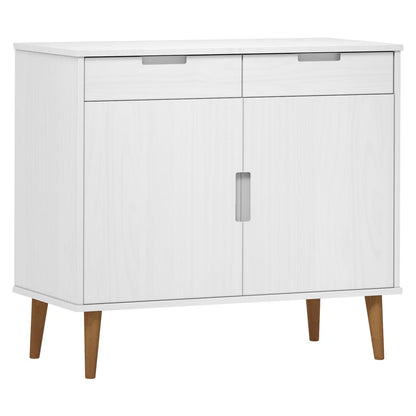 Sideboard MOLDE Weiß 90x40x80 cm Massivholz Kiefer