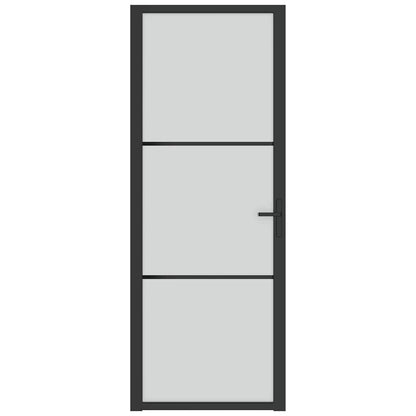 Innentür 76x201,5 cm Schwarz Mattglas und Aluminium