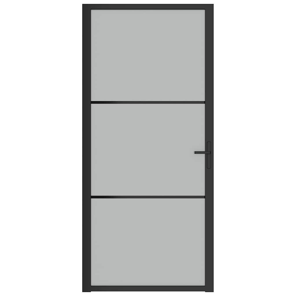 Innentür 93x201,5 cm Schwarz Mattglas und Aluminium